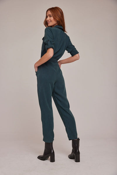 Bella Dahl Long Sleeve Zip Front Jumpsuit - Jade