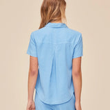 Bella Dahl Short Sleeve Pocket Button Down / Tidal Blue