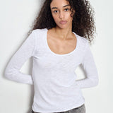 American Vintage Long Sleeve U Neck T Shirt / White