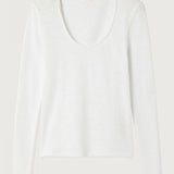 American Vintage Long Sleeve U Neck T Shirt / White