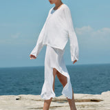 Estilo Emporio Linen Long Sleeve Tee / White