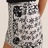 Bella Dahl Wrap Skirt With Sash / Tropical Bandana Print