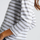 Heavy Jersey Long Sleeve Top / Grey Melange Stripes