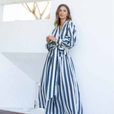 Harlow Dress - Blue/Ivory Stripe