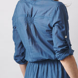 Cotton Shirt Dress / Denim Blue