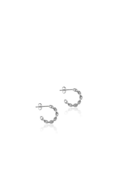 Linda Tahija Mini Chain Hoop Earrings Silver