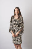 Open sleeve kaftan dress / Leaf Print