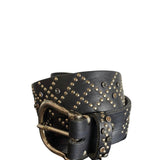 Charlotte Gold Black- leather belt with Swarovski crystals