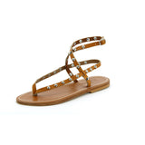 Delta Pyr Studded Leather Sandals / Natural