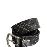 Charlotte Silver Black-leather belt with Swarovski crystals