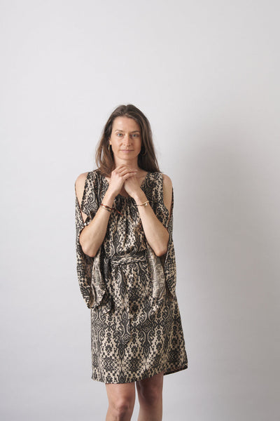 Open sleeve kaftan dress / Aztec Print